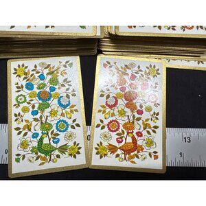 VTG TDC Plastic Coated Playing Cards MCM Floral Peacock Print Two Complete Decks